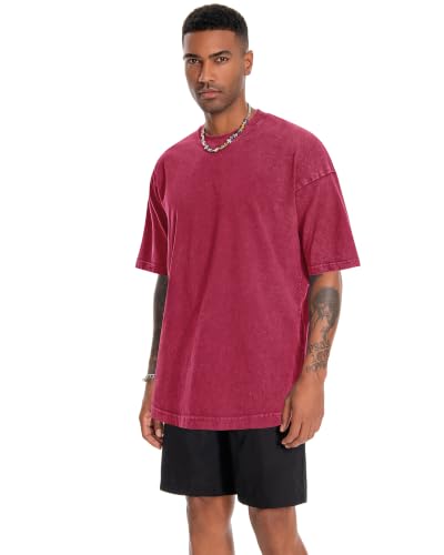 Image of Oversized Tshirts for Men Short Sleeve Vintage Washed Basic Loose Tees
