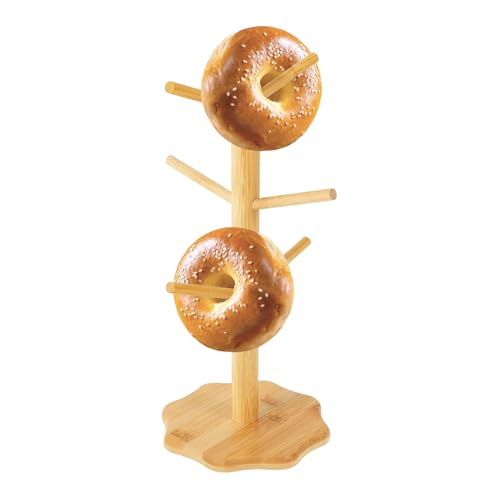 Soporte para pretzels de madera | Organizador de seis columnas, expositor de salchichas, colgador de aperitivos para la encimera, accesorios de panadería, torre de presentación de comida para fiestas