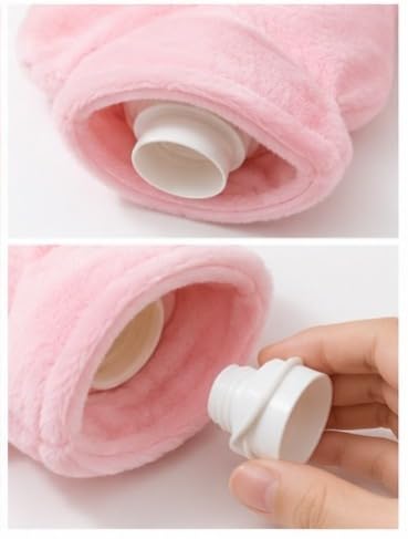 Image of 1000ML Plush Hot Water Bag with Soft Flannel Cover | Reusable Hot Water Bottle for Pain Relief, Period Cramps, Back & Neck Pain | Leakproof Warm Compress Heating Bag for Winter