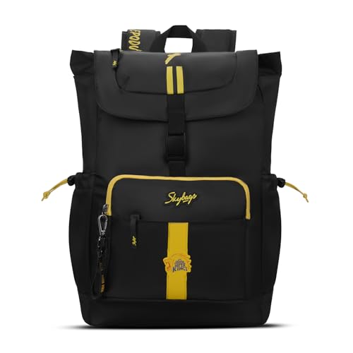 Skybags Yellove 15.6" Compatible Laptop Backpack 21L | 1 Compartment with Quick-Access Front Pocket & Rain Cover | Tablet Sleeve & Side Pocket | CSK Collage & Travel Backpack for Men & Women (Black)