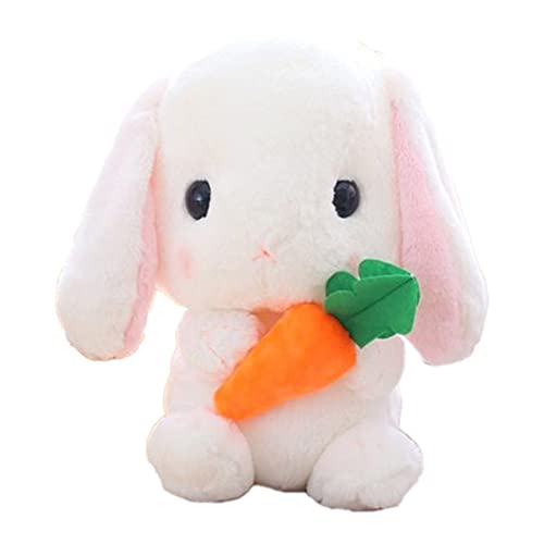 mecaponn うさぎ ぬいぐるみ ふわふわ おもちゃ 抱き枕 かわいい もこもこ ウサギ 人形 22cm 小さい 添い寝枕 縫いぐるみ 子ども 柔らかい 萌え萌え 誕生日 お祝い クリスマス 贈り物 (ホワイト(にんじん))