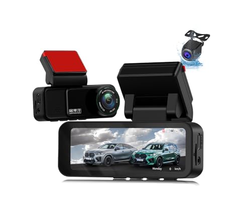 CAMECHO 4K+2K Mirror Dash Cam 3.16' Front & Rear HD Backup Camera Detection ADAS＆BSD with Color Night Vision, IPS Touch Screen, 24H Parking Monitor Assist, Loop Recording, G-Sensor, Wide Angle