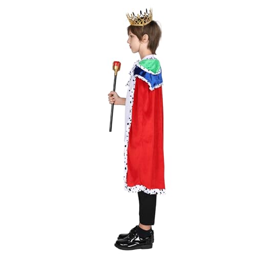 Disfraz completo de rey con capa, corona y cetro para niños miniatura 5