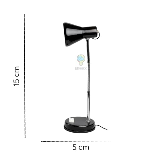Image of LED Study Table Lamp with Adjustable Flexible Neck | Metal Desk Lamp for Reading, Study, Work from Home & Office Use | Eye Comfort Lighting for Students (Black)