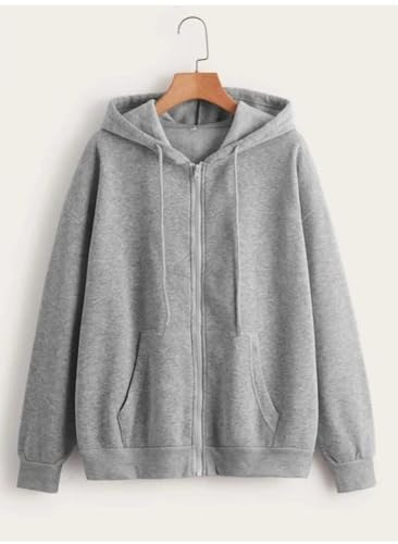 Image of Rabboni Women's Solid Zip-Up Hoodie Jacket | Full Sleeve Hooded Sweatshirt with Kangaroo Pockets | Casual Winter Wear Hoodie for Women
