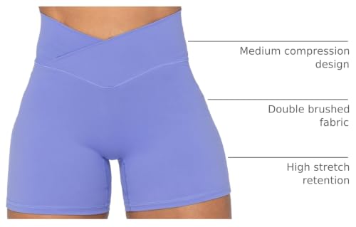 Image of Sunzel Crossover Biker Shorts for Women, No Front Seam V High Waist Yoga Workout Gym Shorts with Tummy Control | 4 Or 6-Inch Inseam, High Waisted, Tummy Control, Crossover Waist, Buttery Soft, No Front Seam, Squat Proof, Compression