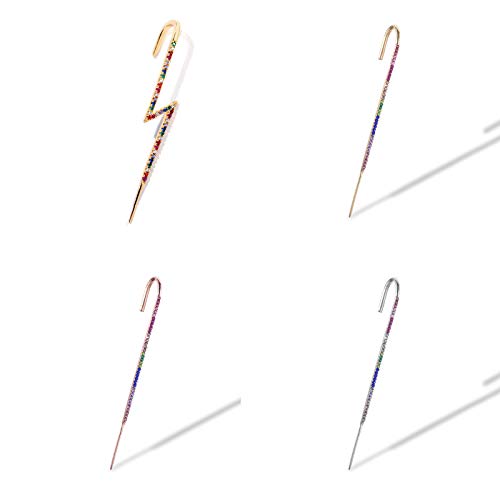 Ear Wrap Earrings - Elegant Crystal Craved Gold-tone Crawler Hook Earrings Classic Rhinestone Piercing Ear Cuff for Women Girls Wedding Delicate Wire Needle Studs Jewelry