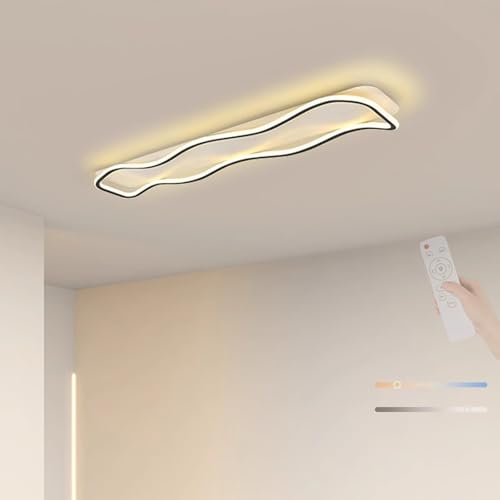 TZSMUM Plafon LED Techo Moderna Regulable 2700K-6500K Lámpara de Techo con Telecomando Ajustable Lámpara Techo Interior Creativo Rectangular para Sala de Estar Dormitorio Pasillo (Negro,60cm)