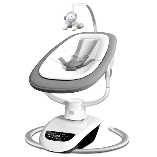 Angelbliss Baby Swing with Custom Motion, 3D-Motion Electric Swing with 6 Unique Motions & 4-Speeds, Bluetooth Enabled, 13 Preset Lullabies (Grey)