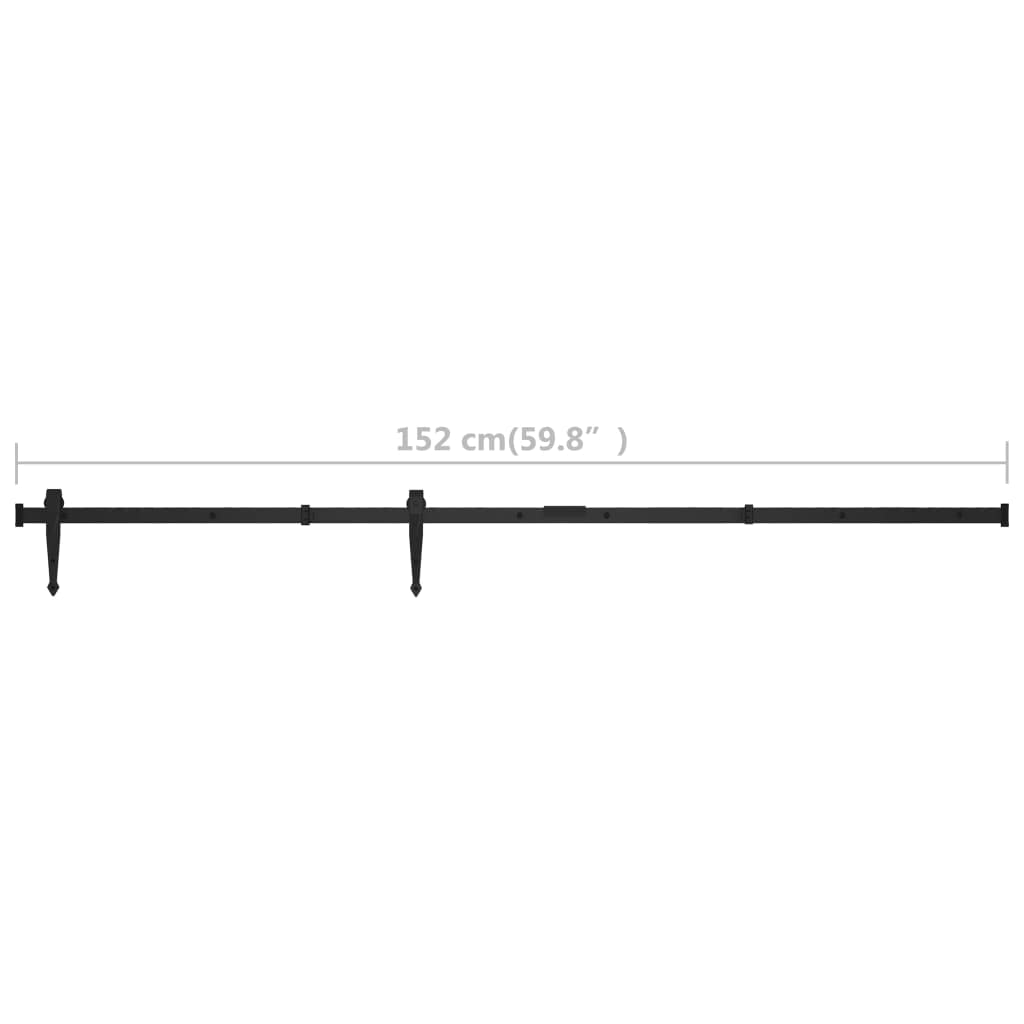 vidaXL Kit de Mini Puerta Corredera de Armario Corrediza Herrajes Riel Deslizante Rodillo Percha Almacén Estudio Cocina Bricolaje Acero Carbono 152 cm