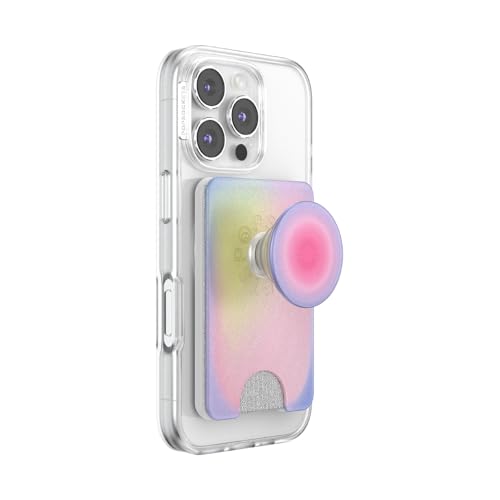 Image of PopSockets Kick-Out Wallet for MagSafe, Adjustable Kickstand, Magnetic Stand, Rainbow - Aura