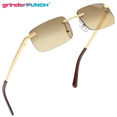 Image of grinderPUNCH Small Slim 90's Popular Nineties Rectangular Sunglasses Clear Rimless Eyewear