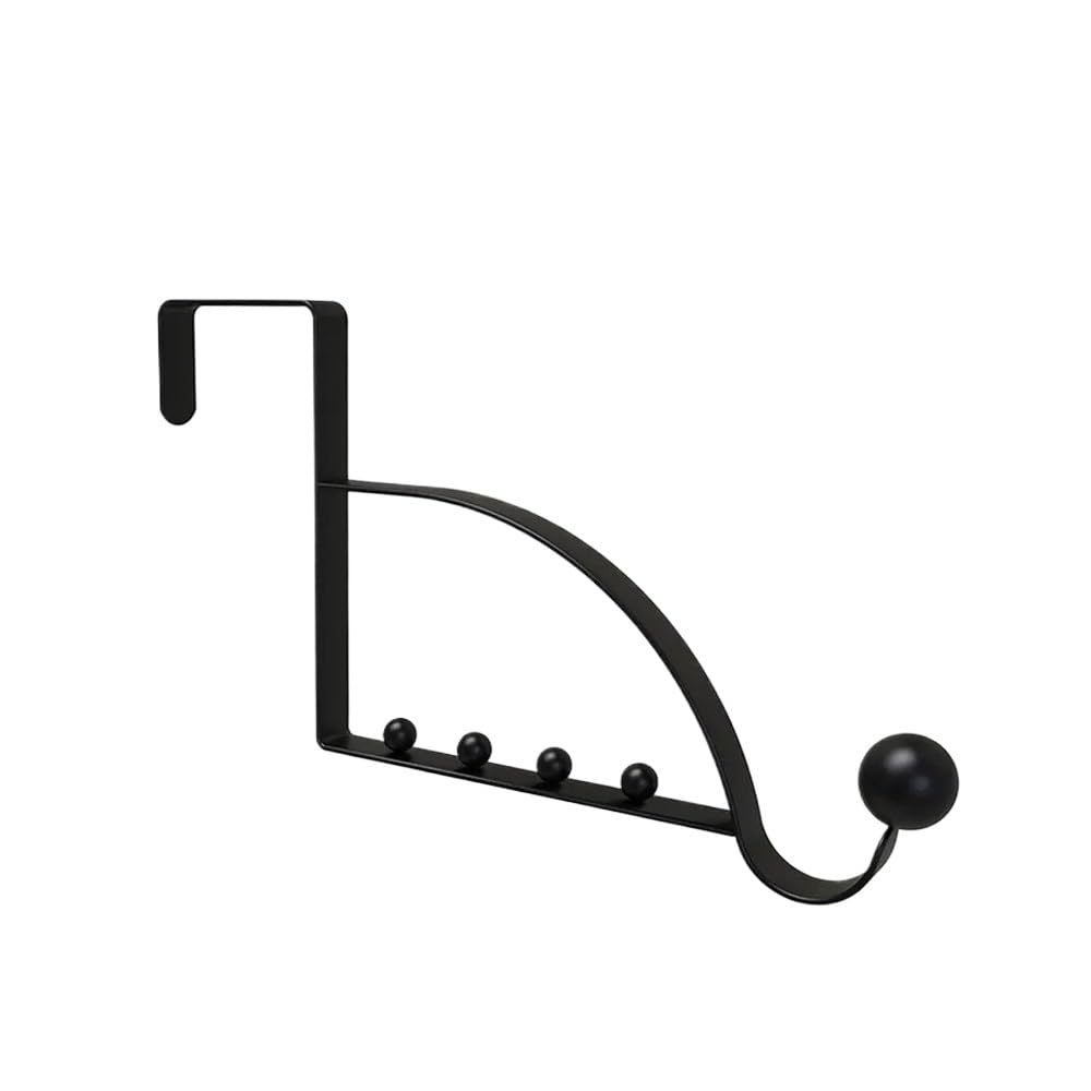 Sunrrafck Black 1Pcs Over The Door Hook Hanger Coat Hat Household Holder Storage Multi-Purpose Organizer Hooks Bag Organization(Black)