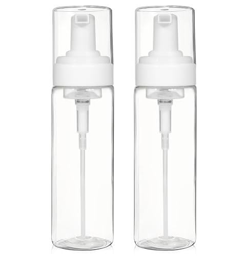 2PCS Foam Pump Bottle, Foaming Dispenser Bottle, Foaming Hand Soap Dispensers, Travel Size Foam Spray Bottles for Body Wash, Lash Cleanser, Shampoo, 200 ml/7 OZ
