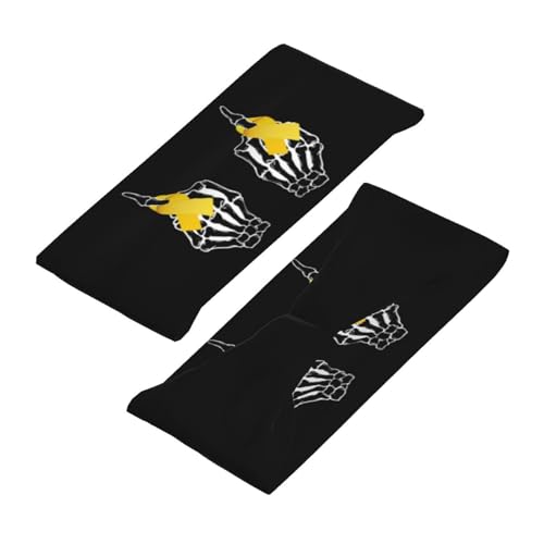 Skeleton Hand Fuck Childhood Cancer Awareness Adjustable Sports Headband Moisture Wicking Sweatband for Running Workout4