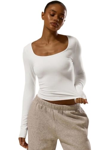 Womens Fit Scoop Neck Long Sleeve Top Classy Sexy Fall