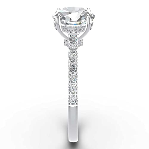 3.46 Carat Moissanite Rings, Oval Crused Ice Cut DF Color VVS Clarity Moissanite Wedding Rings, Sterling Silver with 18K White Gold Plated Solitaire Engagement Ring4