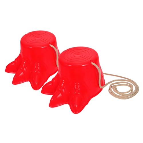 SKISUNO Échasses D'entraînement Sensoriel pour Garçon et Filles en Plastique Rouge, Forme Griffe, Collaboration Mains et Pieds, Jouet D'équilibre pour...