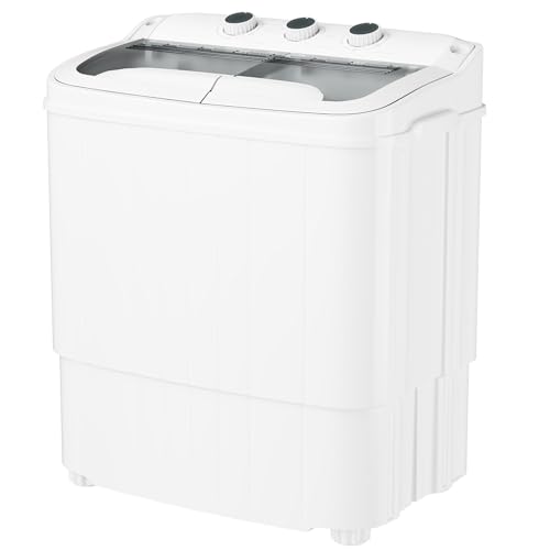 INTERGREAT Portable Washing Machine with Longer Hose, Twin Tub Washer Mini Compact Laundry Machine with Drain Pump, 16lbs Portable Washer Dryer Combo for Dorms, Apartments, Grey