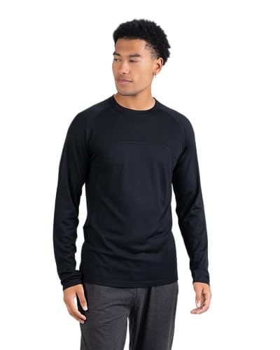Men's MerinoAire® Long Sleeve by Woolly | RWS Certified | Super Soft, Classic Style, Seattle Designed - Black - M