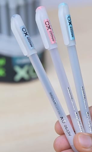 Image of XO Glow in the Dark ball Pens, Pack of 10, blue black red mix