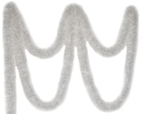 Carecheer 25 Feet Christmas Tree Tinsel Garland Metallic Twist Garland Sparkly Foil Streamer For Mardi Gras Parade Floats Christmas New Year Wedding Birthday, 4" X 25' (White) #TOP10