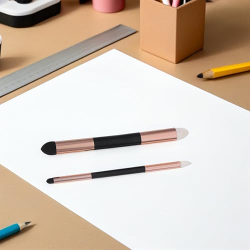 Cabilock Juego de 5 Herramientas de Dibujo para Difuminar Doble Cabezal (grande y Pequeño) Dorado 3 Esponjas para Frotar Papel, Pincel de Esponja para Sombras y Herramienta - imagen 7