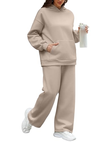 XIEERDUO Womens 2 Piece Outfits 2024 Sweatsuit Set Track Suits Oversized Hoodie Sweatshirts Wide Leg Sweatpants with Pockets3
