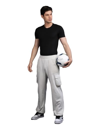 Image of CHKOKKO Men Casual Track Pant Regular Fit Lower with Pocket LightGrey 5XL