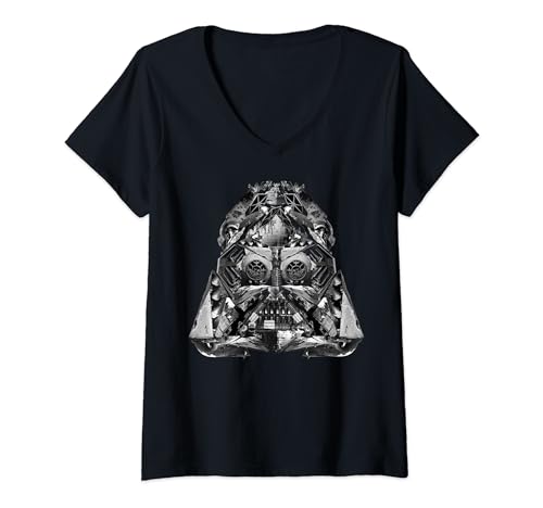 T-shirt Col V Star Wars Dark Vador pour Femme avec Imprimé Vaisseaux