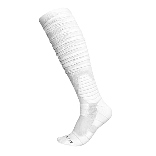 VSTRY Sports Scrunch Football Socks Extra Long Padded Sports Socks for Men & Women (US Alpha Small Medium Regular Regular white)