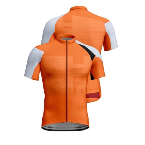 Celanisai Maillot de ciclismo para hombre, camiseta de manga corta, cómoda, moderna, para otoño, con cremallera, con bolsillos, transpirable, de secado rápido, sudaderas para ciclismo, O Gold, 3XL