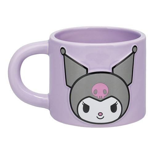 Paladone Kuromi - Taza de café grande de cerámica con licencia oficial de Sanrio Hello Kitty & Friends de 400 ml para té y chocolate caliente, regalo kawaii para niñas, mujeres y adolescentes