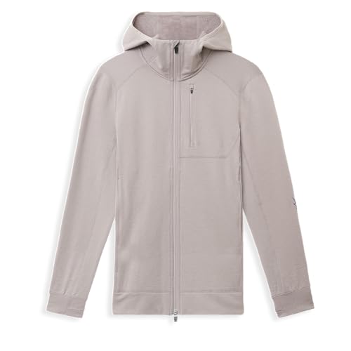 IBEX Merino Wool Mammoth Full Zip Hoodie for Men | Heavyweight Nuyarn Fleece Jacket with Helmet-Compatible Scuba Hood