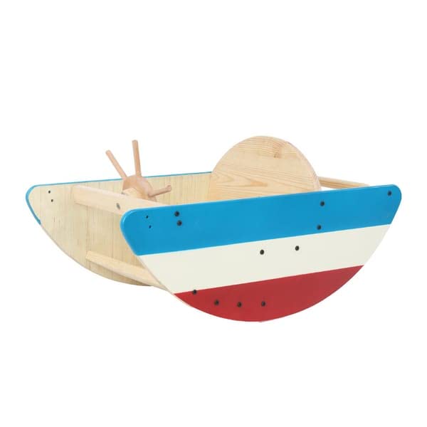 Image of Ariro Wooden Boat Rocker | for Boy & Girl | Vestibular Development, Whole Body Coordination & Exercise | Made of Imported Sturdy Wood | Wide Base & Wooden Handle Keeps Child Safe & Steady