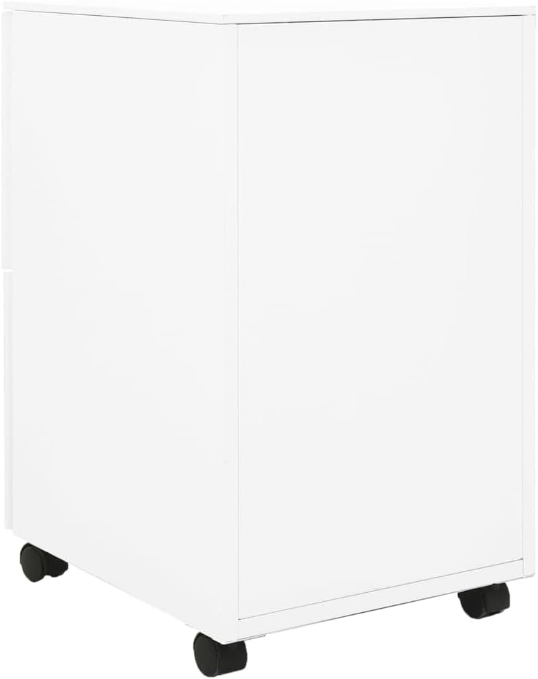Strana view of the vidaXL white mobile file skříň.