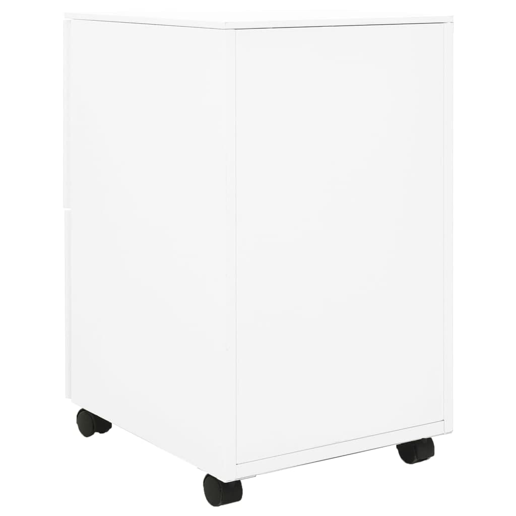 Armadietto per documenti con ruote, in acciaio bianco, 39 x 45 x 67 cm, richiudibile, con 2 cassetti e cartellina sospesa, per ufficio, casa, studio, per riporre i documenti in modo sicuro
