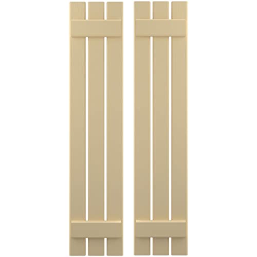 Ekena Millwork ARW101SB311X56NTH Americraft Three 2 Exterior Real Wood Spaced Board-n-Batten Shutters (Per Pair), 11 1/2"W x 56"H, Natural Twine