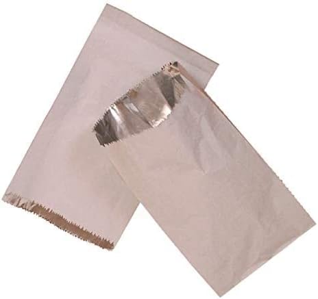 MSLAN 50 x Plain Foil Lined Satchel Hot Food Greaseproof Paper Takeaway Bags - 7" x 9'' x 12" UK Store 247