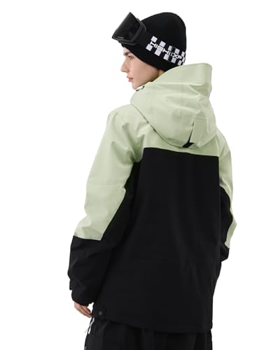 Image of Ski Jacket Women with Recco 3L Snowboard Anorak Pullover Baggy Coat Hooded Insulated Hoodie Waterproof Warm