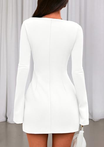 Image of PRETTYGARDEN Womens Fall Long Sleeve Mini Dress 2025 Trendy Boat Neck Bodycon Knit Elegant Short Party Formal Dresses