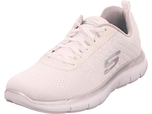 Skechers Sport Women's Flex Appeal 2.0 Fashion Sneaker, White/silver, 8 M US
