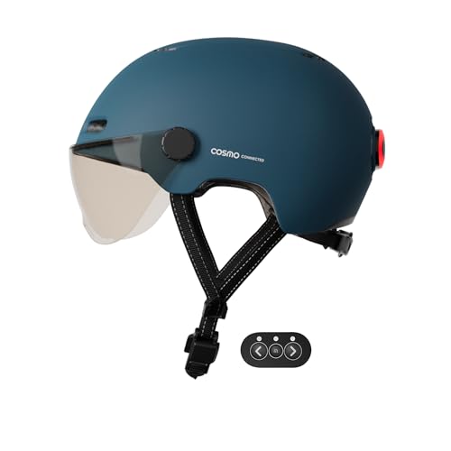 Cosmo Connected - Cosmo Fusion - Casque Intelligent Vélo et Trottinette avec Visière, Taille Adulte -...
