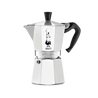 Bialetti Caffettiera Moka Express 6 Tazze, Manico anti scottatura, Non adatta a induzione, 6 Tazze (270 ml), Alluminio