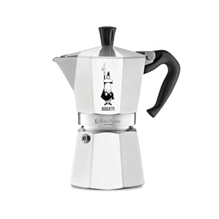 Bialetti Caffettiera Moka Express 6 Tazze, Manico anti scottatura, Non adatta a induzione, 6 Tazze (270 ml), Alluminio