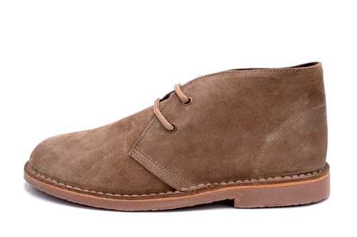Botas Safari de Piel Serraje para Hombre y Mujer - Pisamierdas/Pisacacas/Pisamonas Clásicas - Suela Antideslizante, Hechas en España (Arena, Sistema tallas calzado EU, Adulto, Números, mediano, 38)