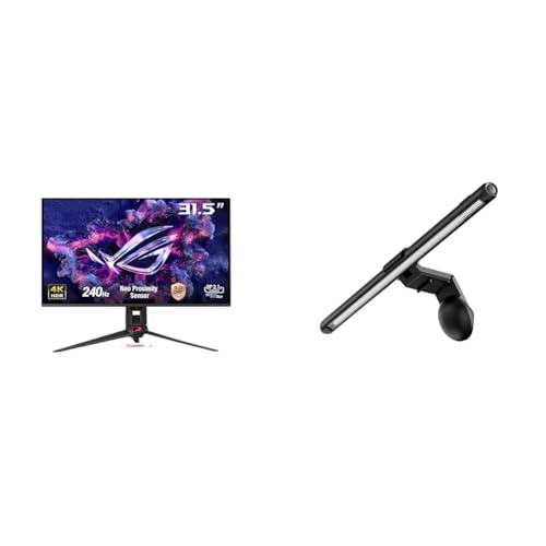 Bundle of ASUS ROG Swift 32” 4K OLED Gaming Monitor PG32UCDMR 4K (3840x2160), QD-OLED, 240Hz, 0.03ms, G-SYNC + ASUS ROG Aura Monitor Light Bar ALB01 - Asymmetrical Lighting bar, 3 Modes, RGB Lighting