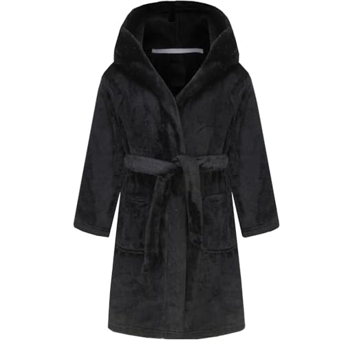 Image of Boys Girls Bathrobes,Toddler Boy Girl Robes,Children's Plush Soft Coral Fleece Hooded Pajamas Sleepwear for Kids