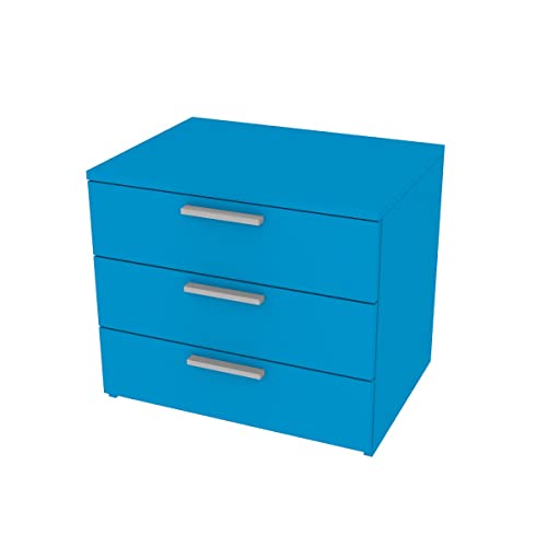 MOBILFINO CAMERETTE 809CZ3 - Commode L 60 et 3 tiroirs h.16, avec Guides à Fermeture Lente 60x45x51,8 (LxPxH) - Turquoise