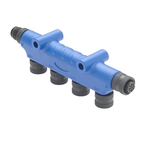 Image of NMEA 2000 N2k 4 Port MultiPort T Connector IP67 M12 5Pin Junction Box Distributor Backbone Drop Cables Tee Splitter 0101107801 for Marine Ship Yacht Lowrance Networks (Blue)